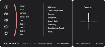 OSD: Farbmodus (Bild: ViewSonic-Handbuch)