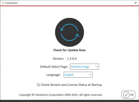 Colorbration+: Application-Information (Bild aus der ViewSonic-Software)