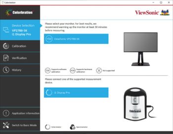 Colorbration+: Device-Selection (Bild aus der ViewSonic-Software)