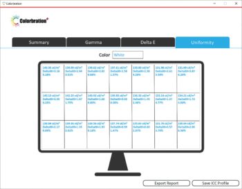 Colorbration+: Ergebnis Uniformity (Bild aus der ViewSonic-Software)