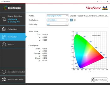 Colorbration+: Verification (Bild aus der ViewSonic-Software)