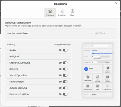 Display Pilot 2: Konfiguration des Widget-orientierten Hauptmen&uuml;s (Screenshot: Display Pilot 2)