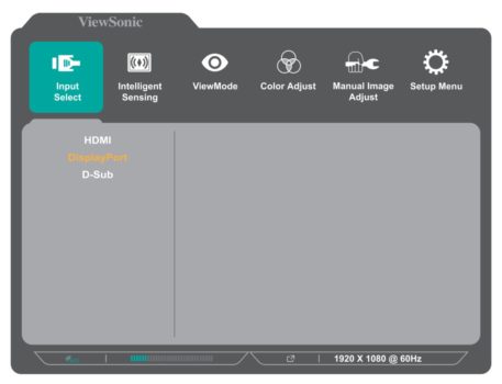 OSD-Hauptmen&uuml; mit sechs Reitern (Bild: ViewSonic-Handbuch)