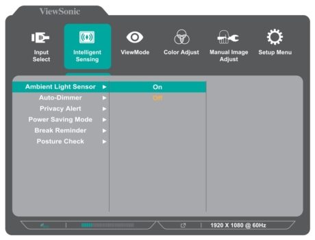 Sensor-Einstellungen im OSD