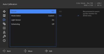 OSD: Auto Calibration (Screenshot: BenQ-Handbuch)