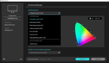 PMU: Vordefinierte Kalibrierungsziele (Screenshot: PMU)