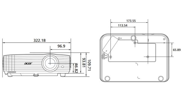 Abmessungen (Screenshot: Acer-Handbuch)