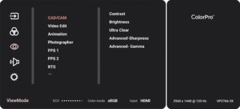 OSD: View-Mode (Bild: ViewSonic-Handbuch)