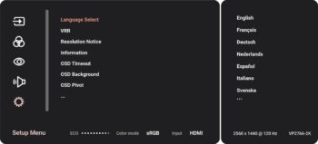 OSD: System-Einstellungen I (Bild: ViewSonic-Handbuch)