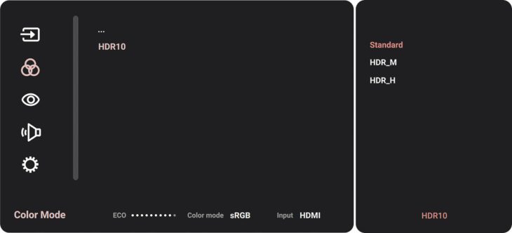 OSD: HDR-Modi (Bild: ViewSonic-Handbuch)