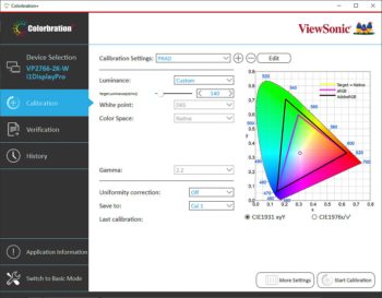 Colorbration+: Kalibrierungsparameter (Screenshot: Colorbration+)